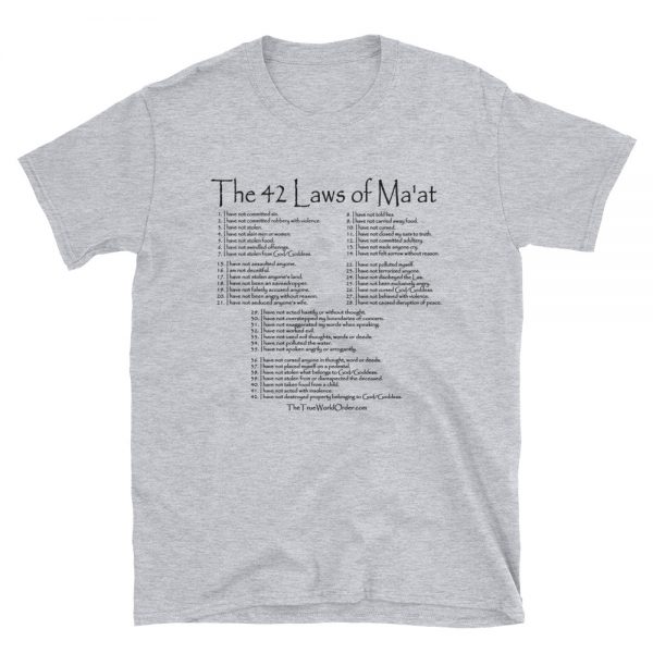 42 Laws of Ma'at Black Letters Front, Sport Grey