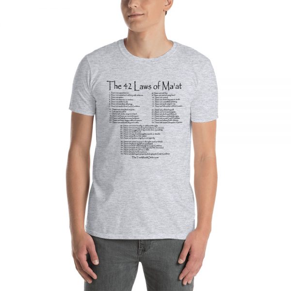 42 Laws of Ma'at Black Letters Front, Unisex, Sport Grey