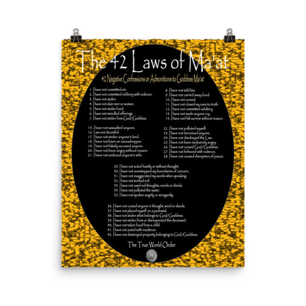 The True World Order "The 42 Laws of Ma'at Set In Stone" Poster, 16x20