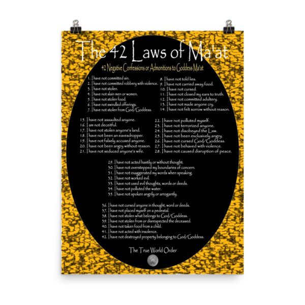 The True World Order "The 42 Laws of Ma'at Set In Stone" Poster, 18x24