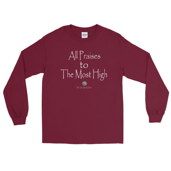 TTWO-All-Praises-to-The-Most-High_mockup_Front_Flat_Maroon