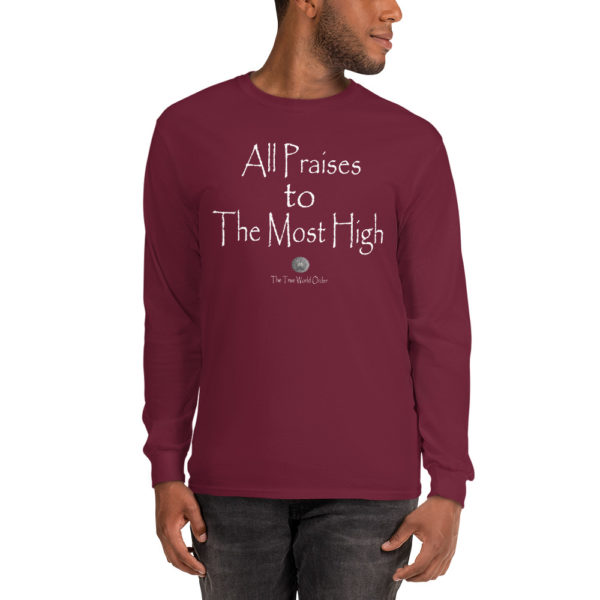 TTWO-All-Praises-to-The-Most-High_mockup_Front_Mens-2_Maroon