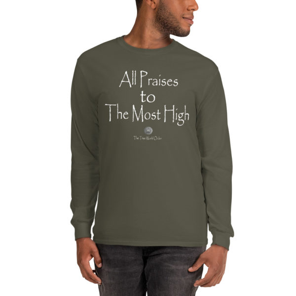 TTWO-All-Praises-to-The-Most-High_mockup_Front_Mens-2_Military-Green