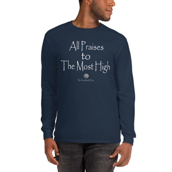 TTWO-All-Praises-to-The-Most-High_mockup_Front_Mens-2_Navy