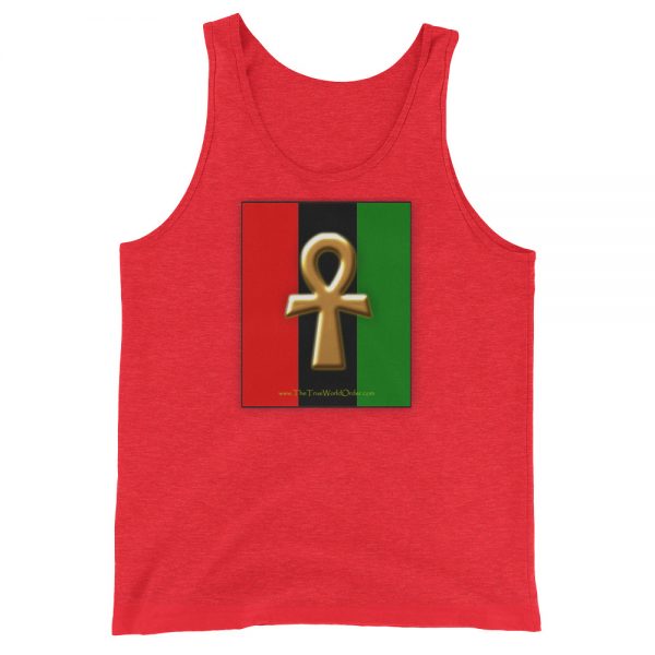 The True World Order “Ankh Key of Life” Unisex Tank Top, Red Triblend