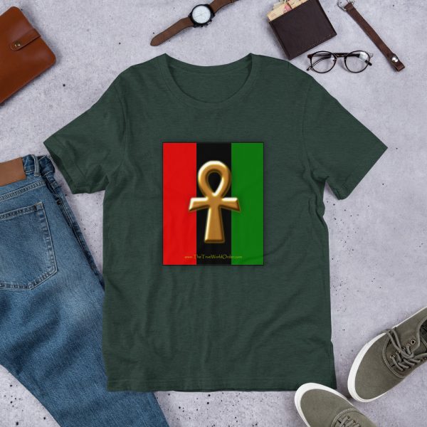 The True World Order Ankh Key of Life Short-Sleeve Unisex T-Shirt, Heather Forest