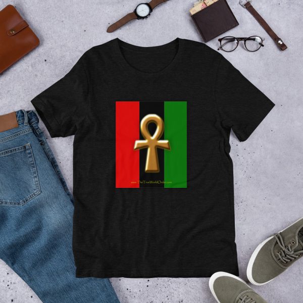 The True World Order Ankh Key of Life Short-Sleeve Unisex T-Shirt, Black Heather