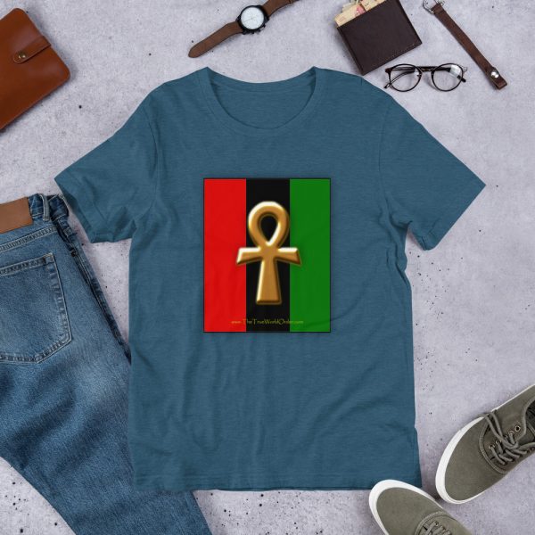 The True World Order Ankh Key of Life Short-Sleeve Unisex T-Shirt, Heather Deep Teal