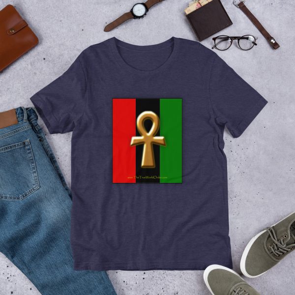 The True World Order Ankh Key of Life Short-Sleeve Unisex T-Shirt, Heather Midnight Navy