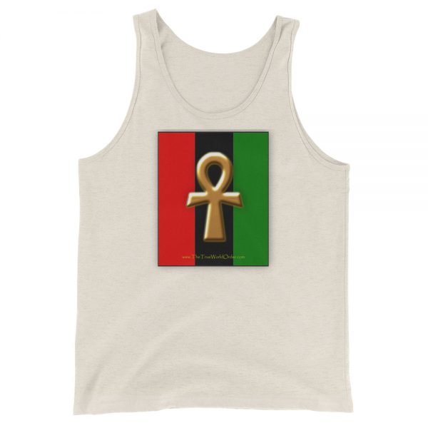 The True World Order “Ankh Key of Life” Unisex Tank Top, Oatmeal Triblend