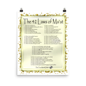 The True World Order 42 Laws of Ma'at Set in Molten Gold Tray Photo Paper Poster 16x20