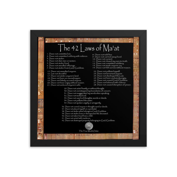 The True World Order 42 Laws of Maat-Papyrus of Ani Framed Transparent_12x12