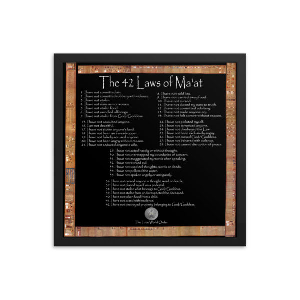 The True World Order 42 Laws of Maat-Papyrus of Ani Framed Transparent_16x16