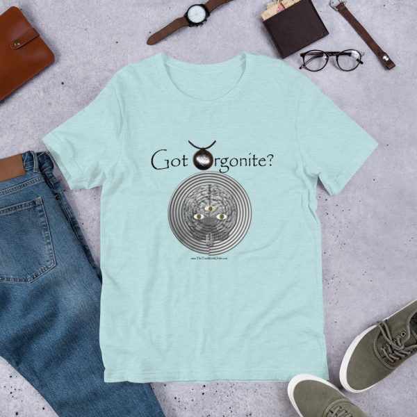 The True World Order “Got Orgonite?” Short-Sleeve Unisex T-Shirt, Heather Prism Ice Blue