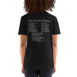 The True World Order "42 Laws of Ma'at" Unisex T-Shirt, Back Print Only, Black