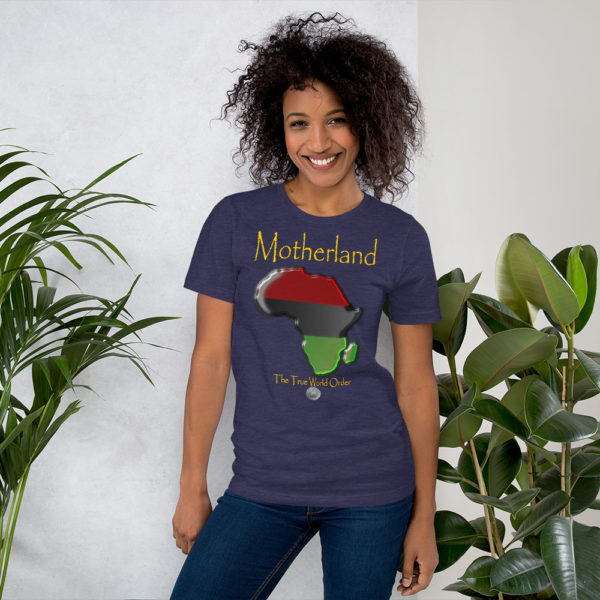 The True World Order “Africa, Motherland” Short-Sleeve Unisex T-Shirt, Heather Midnight Navy