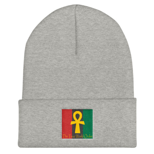 The True World Order "Ankh Key of Life" Cuffed Beanie, Heather Grey