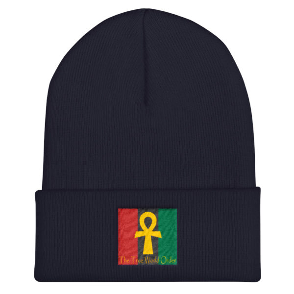 The True World Order "Ankh Key of Life" Cuffed Beanie, Navy