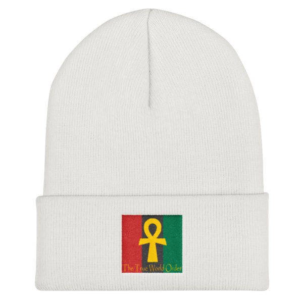 The True World Order "Ankh Key of Life" Cuffed Beanie, White