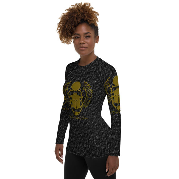 The True World Order All-over Print Womens Rash Guard Black, Left