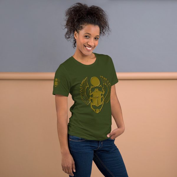 The True World Order "Gold Winged Scarab" Short-Sleeve Unisex T-Shirt, Olive