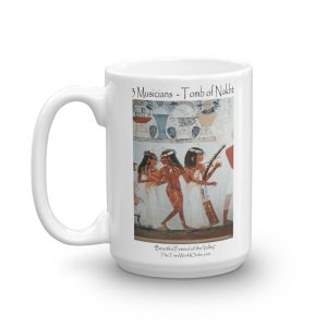 TTWO 3 Musicians, Tomb of Nakht Mug, 15 oz, left