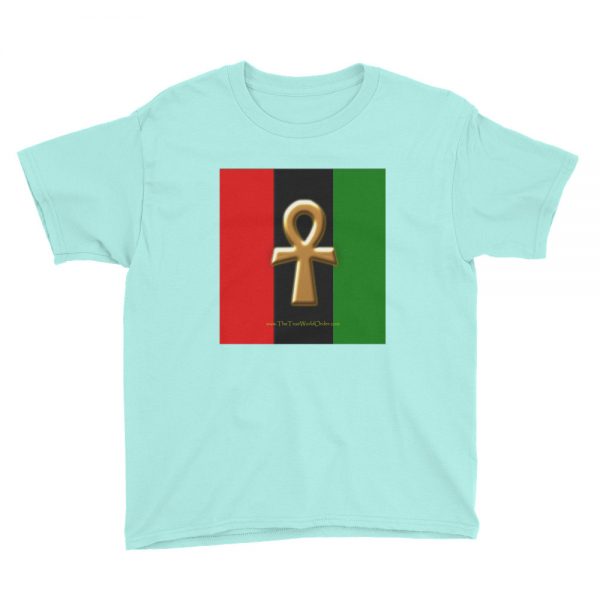 The True World Order “Ankh Key of Life” Youth Short Sleeve T-Shirt, Teal Ice