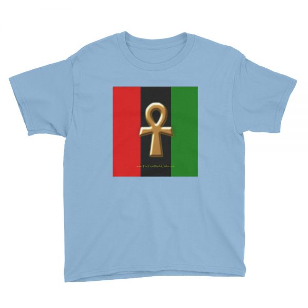 The True World Order “Ankh Key of Life” Youth Short Sleeve T-Shirt, Light Blue