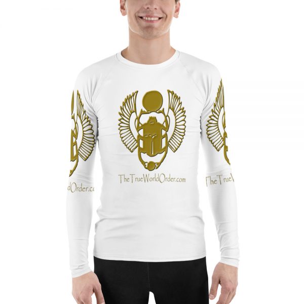 TTWO “Golden Winged Scarab” Men's Rash Guard, Solid White