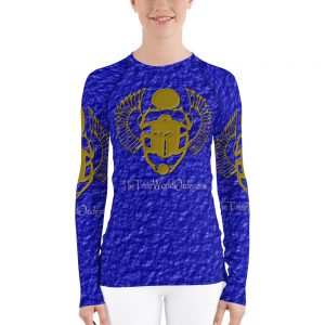 TTWO “Golden Winged Scarab” Women’s Rash Guard, Crinkled Royal Blue