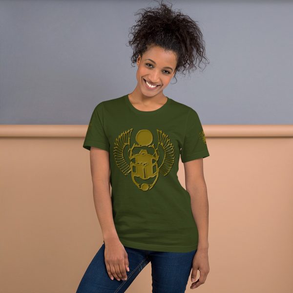 The True World Order "Gold Winged Scarab" Short-Sleeve Unisex T-Shirt, Olive