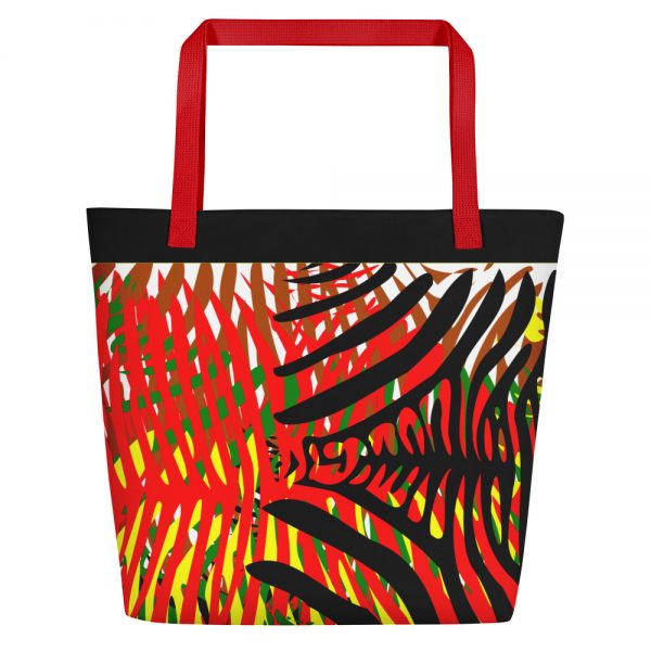 The True world Order "African Colors Zebra Print" Beach Bag, Red, Front