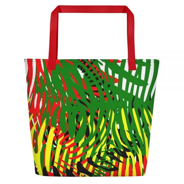 The True world Order "African Colors Zebra Print" Beach Bag, Red, Back