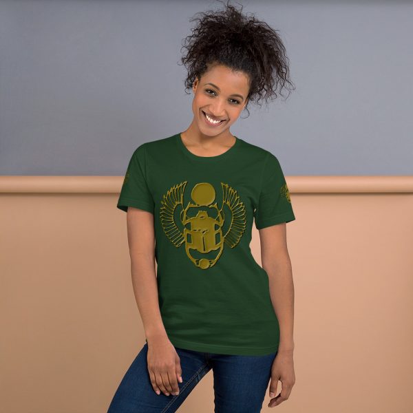 The True World Order "Gold Winged Scarab" Short-Sleeve Unisex T-Shirt, Forest