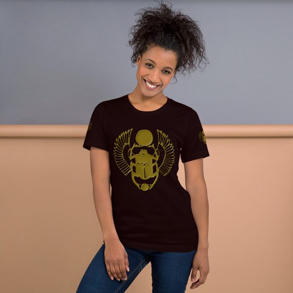 The True World Order "Gold Winged Scarab" Short-Sleeve Unisex T-Shirt, Oxblood Black