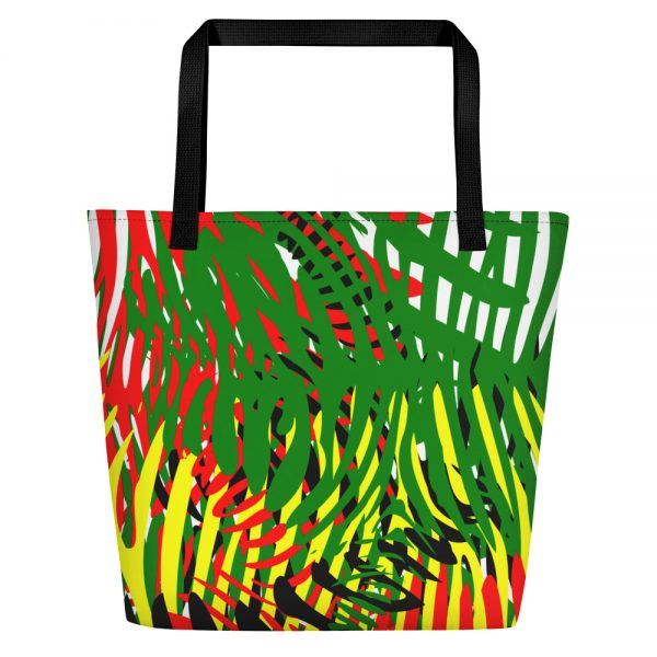 The True world Order "African Colors Zebra Print" Beach Bag, Black, Back