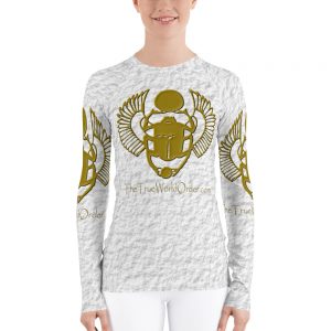 TTWO “Golden Winged Scarab” Women’s Rash Guard, Crinkled White