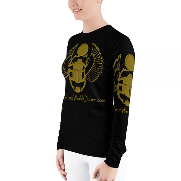 TTWO “Golden Winged Scarab” Women’s Rash Guard, Solid Black