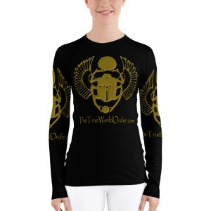 TTWO “Golden Winged Scarab” Women’s Rash Guard, Solid Black