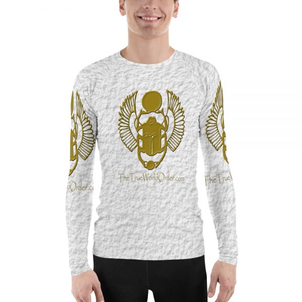 TTWO “Golden Winged Scarab” Men’s Rash Guard, Crinkled White