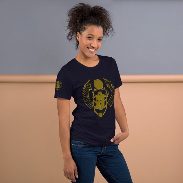 The True World Order "Gold Winged Scarab" Short-Sleeve Unisex T-Shirt, Navy