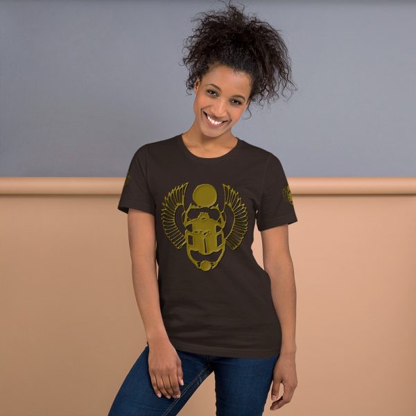 The True World Order "Gold Winged Scarab" Short-Sleeve Unisex T-Shirt, Brown