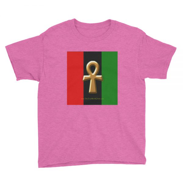 The True World Order “Ankh Key of Life” Youth Short Sleeve T-Shirt, Heather Hot Pink