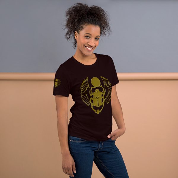 The True World Order "Gold Winged Scarab" Short-Sleeve Unisex T-Shirt, Oxblood Black