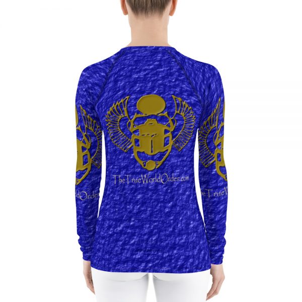 TTWO “Golden Winged Scarab” Women’s Rash Guard, Crinkled Royal Blue