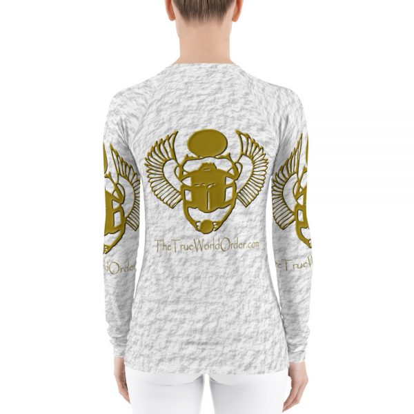 TTWO “Golden Winged Scarab” Women’s Rash Guard, Crinkled White