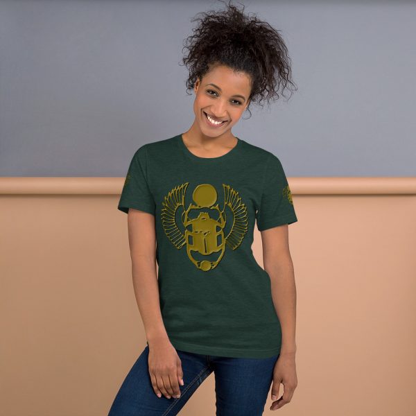 The True World Order "Gold Winged Scarab" Short-Sleeve Unisex T-Shirt, Heather Forest