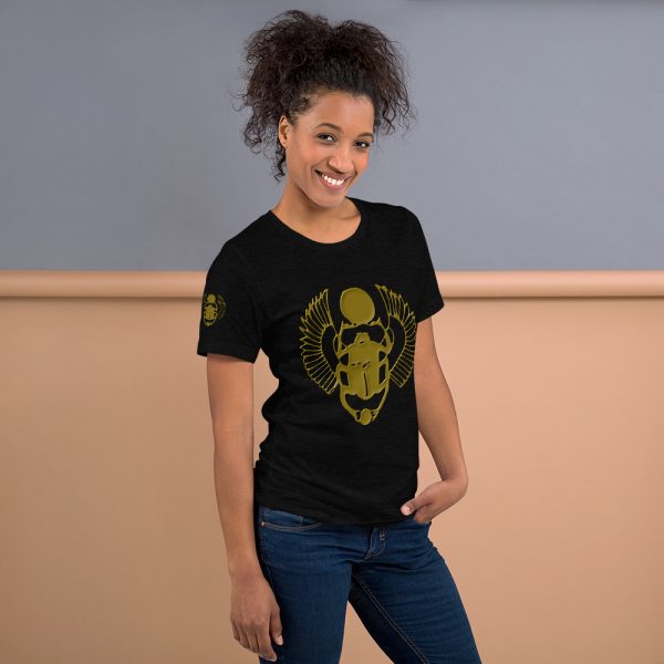 The True World Order "Gold Winged Scarab" Short-Sleeve Unisex T-Shirt, Black Heather