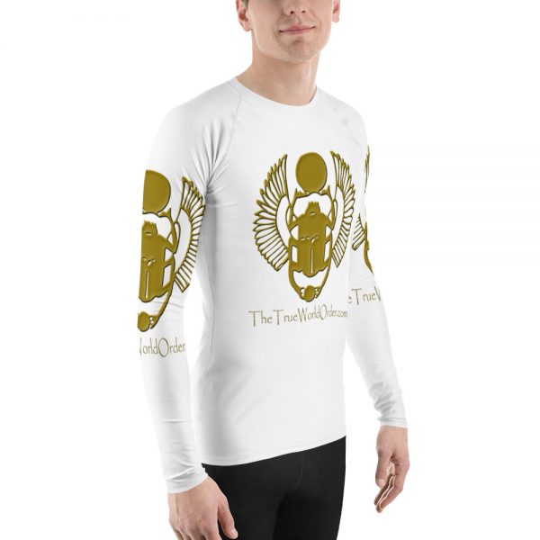 TTWO “Golden Winged Scarab” Men's Rash Guard, Solid White