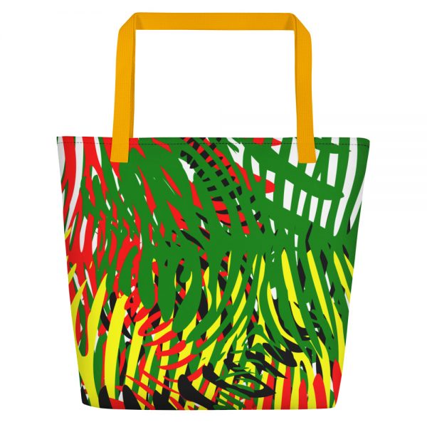 The True world Order "African Colors Zebra Print" Beach Bag, Yellow, Back